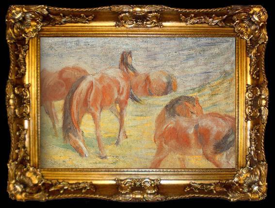 framed  Franz Marc Grazing Horses I, ta009-2